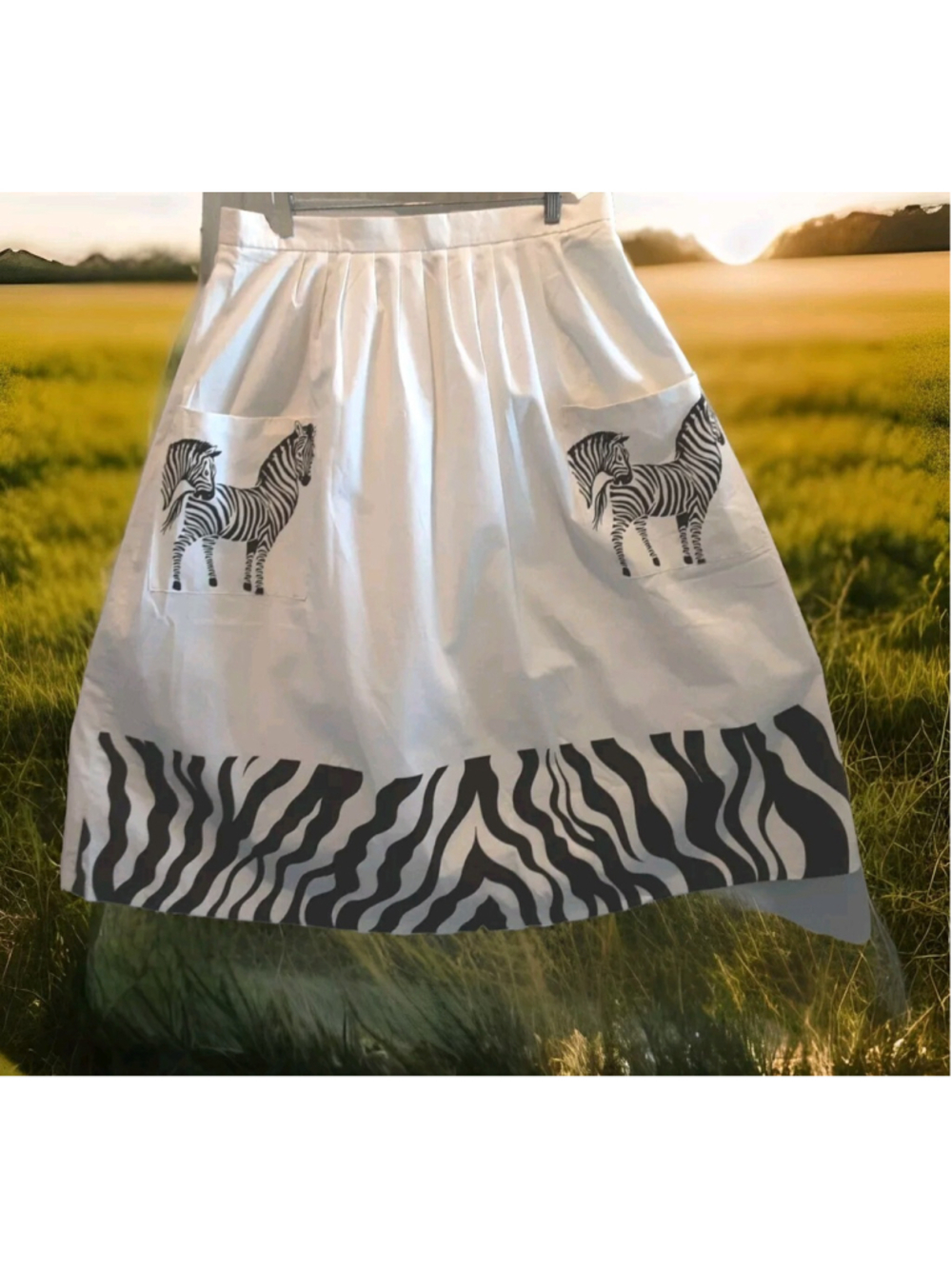 ZEBRA SKIRT-Handmade ZIMBABWE Midi Cotton Dirdle African Design Cotton Sz XL/14